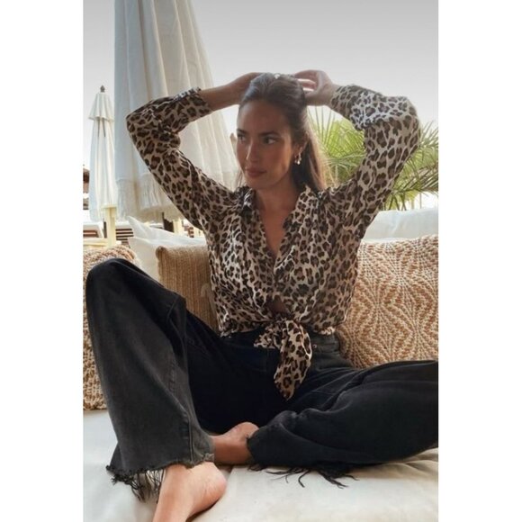 Jones New York Leopard Print Wrap Collared Shirt Small - Picture 8 of 10